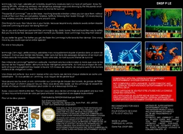 Lemmings (Europe) box cover back